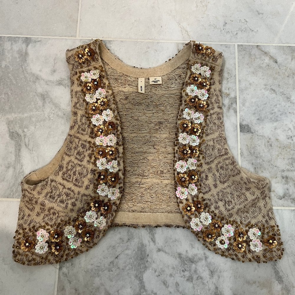 Anthropologie Sequin Knit Vest